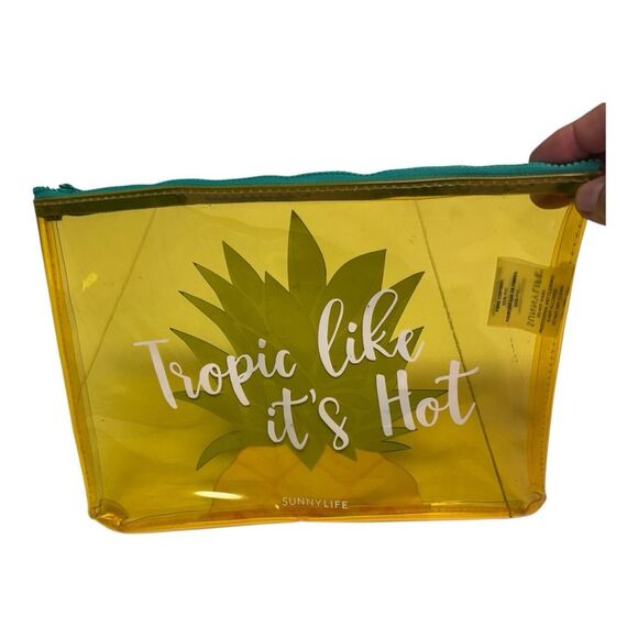 Sunny Life Translucent Yellow Pineapple Beach Summer Top Zipper Pouch Bag - Picture 2 of 5